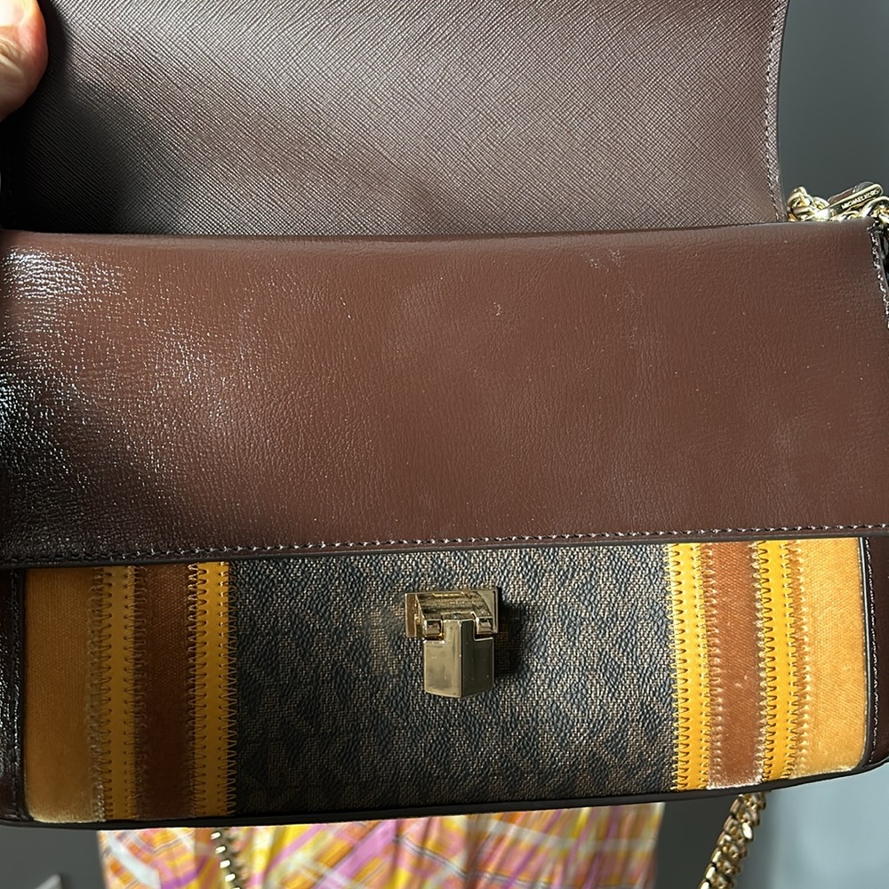 Michael Kors Kinsley Medium shoulder Flap Crossbody Marigold multi Color. EUC - Picture 9 of 16